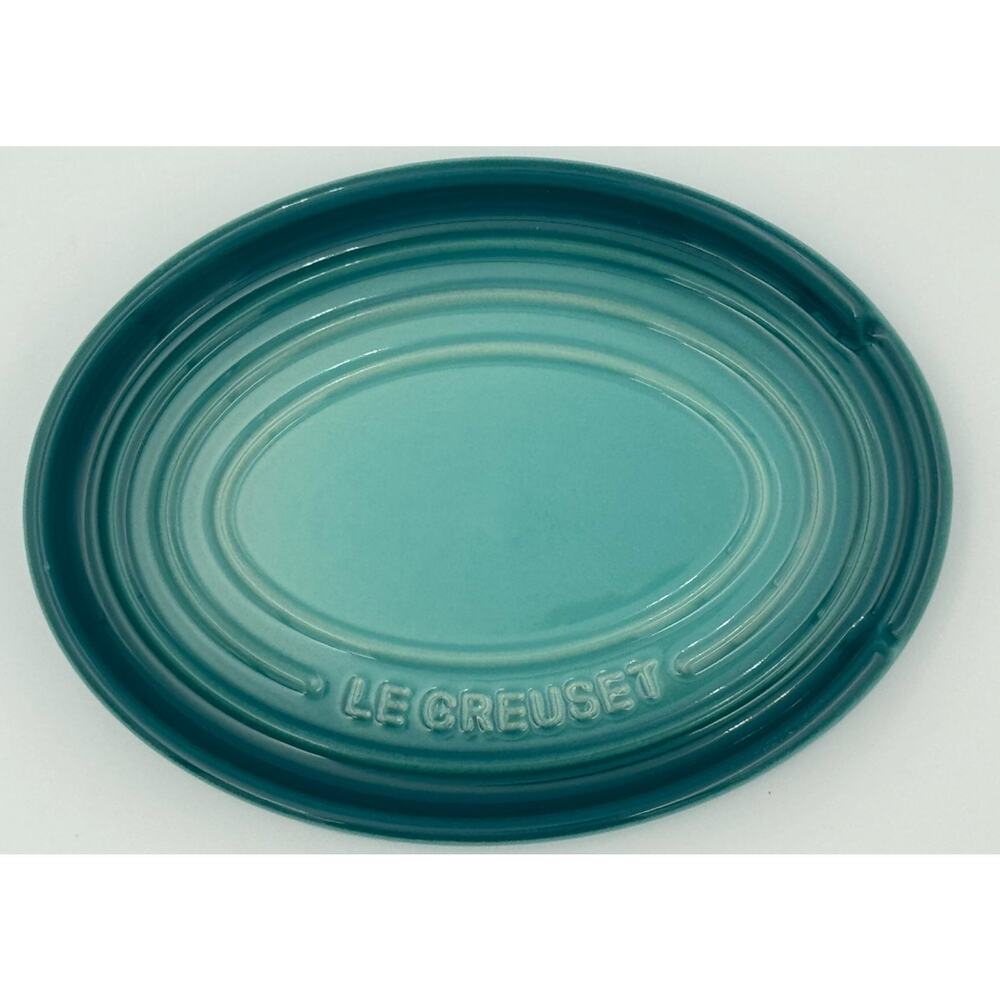 NWT Le Creuset Stoneware Oval Spoon Rest Blue Riviera